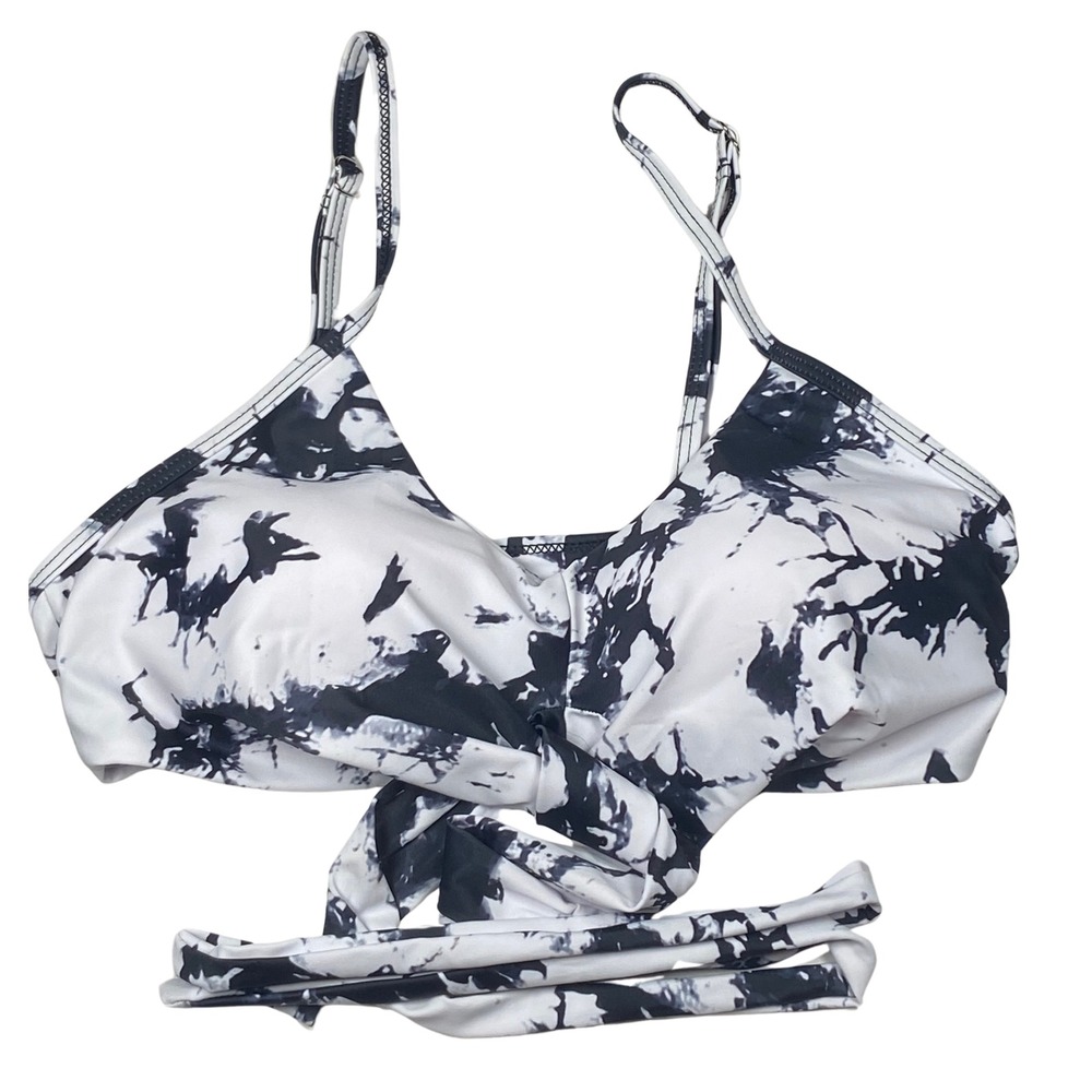 Tie Dye Bikini Top Women's Size Medium Swimsuit Adjustable Straps Front Tie